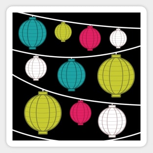 Lanterns | Green Pink White Magnet